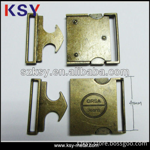 Backpack engraved logo metal side release buckle